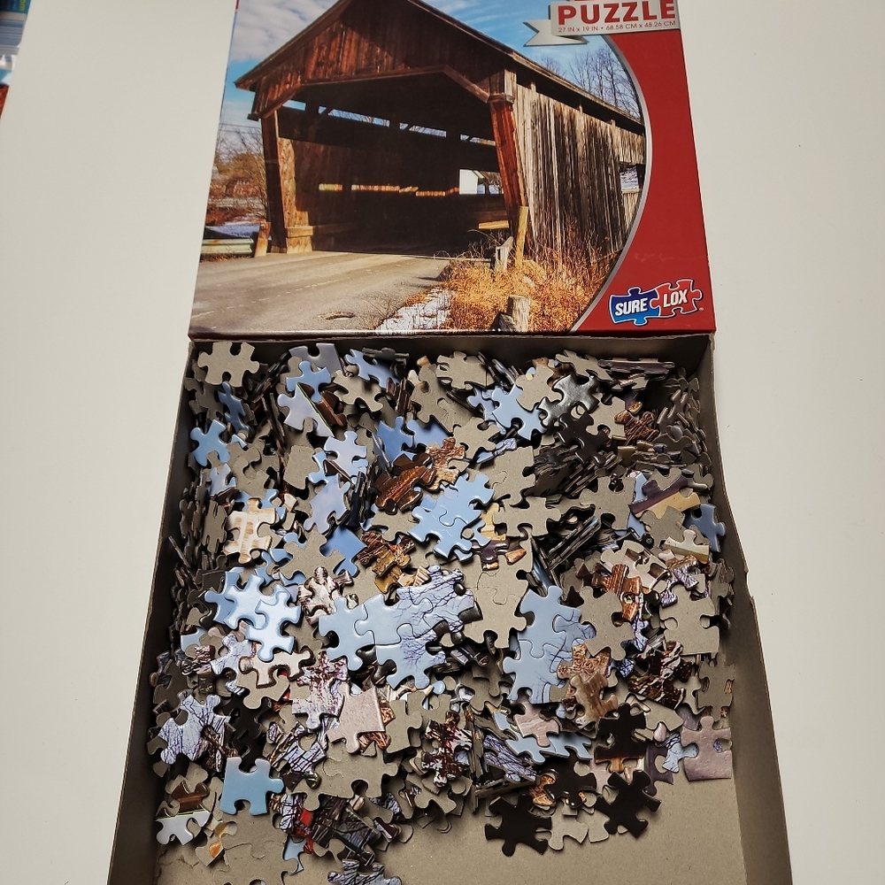 Covered Bridge 1000 piece puzzle, all pieces present